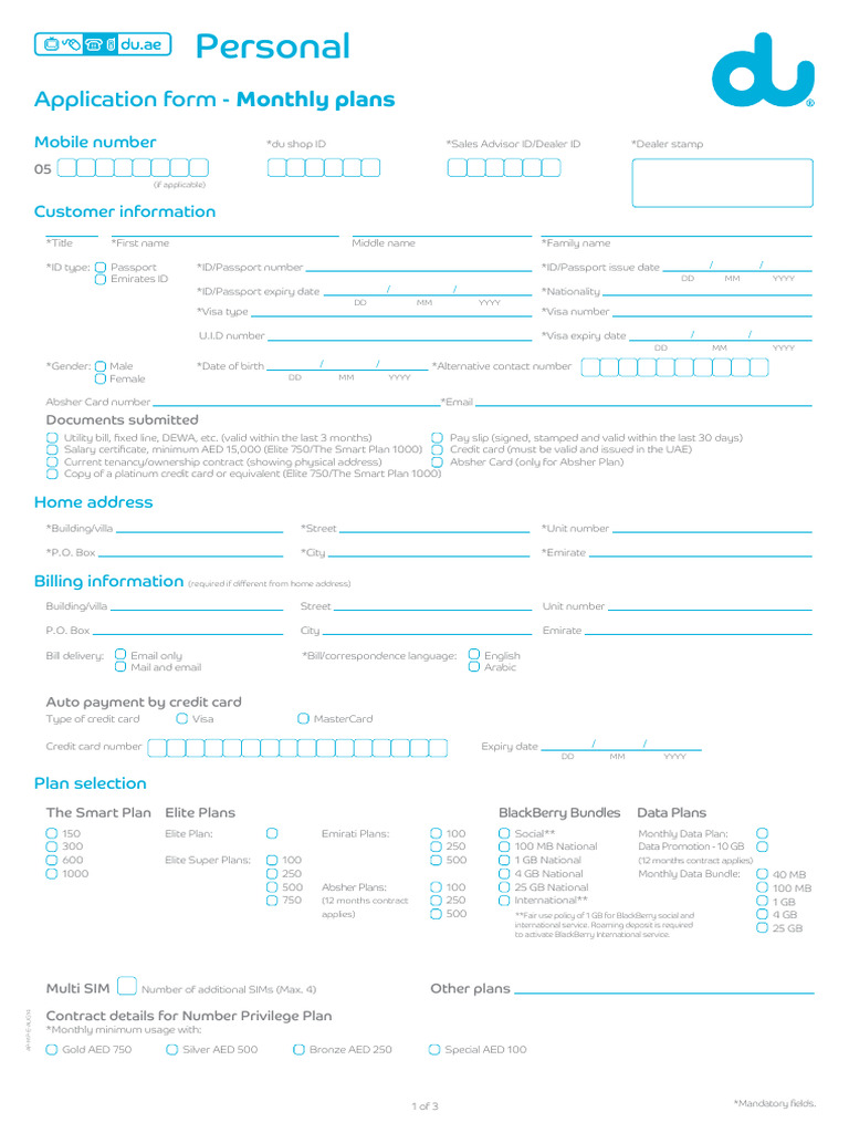 Mobile Plan Application Form | PDF | Credit Card | Smartphone