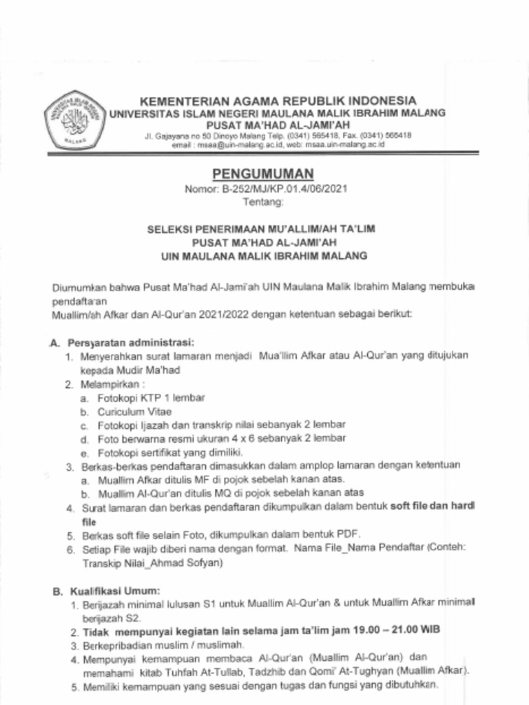 Ketentuan Muallim Muallimah | PDF
