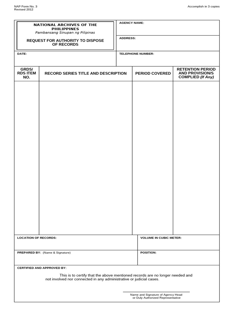Record Disposal Request Form | PDF