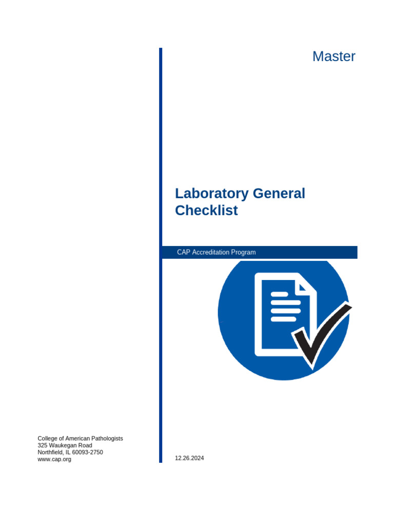 CAP Laboratory General Checklist 2024 | PDF | Pathology | Quality ...