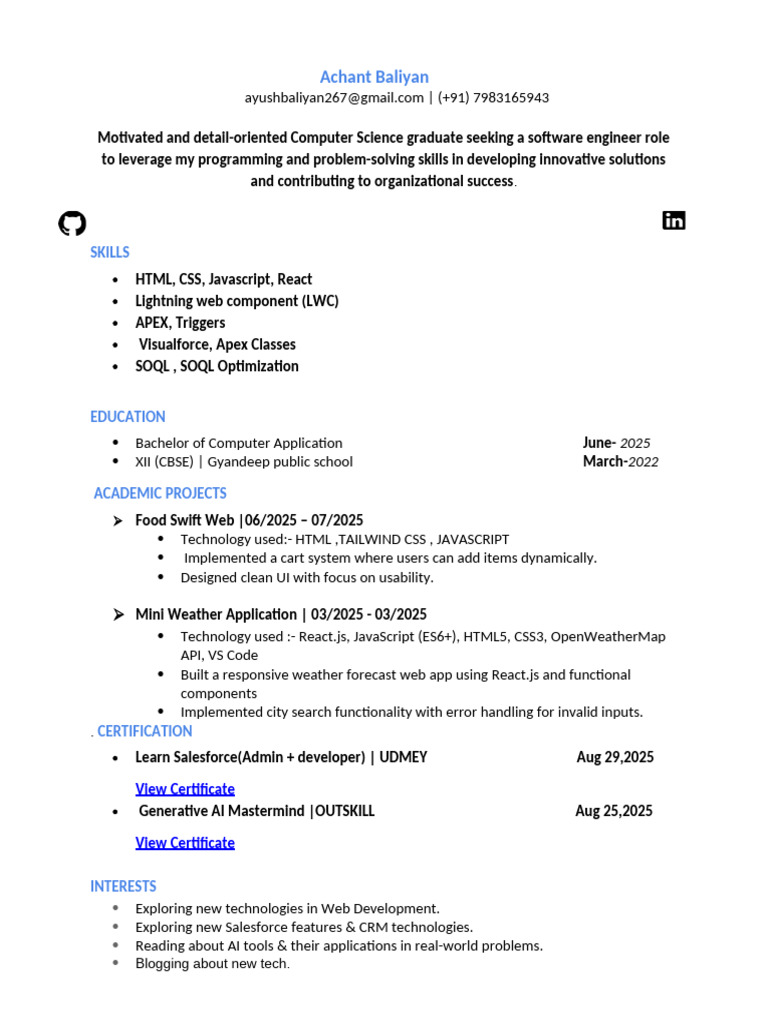 Computer Science Graduate Resume | PDF