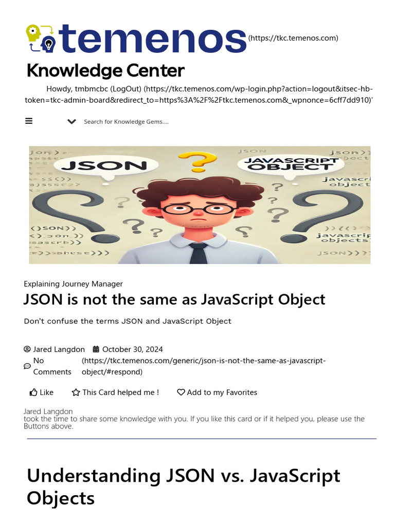 JSON Is Not The Same As JavaScript Object - Temenos Knowledge Center ...