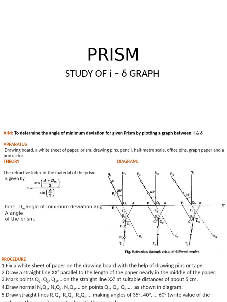 Minimum Deviation in Prism Experiment | PDF | Electromagnetic Radiation