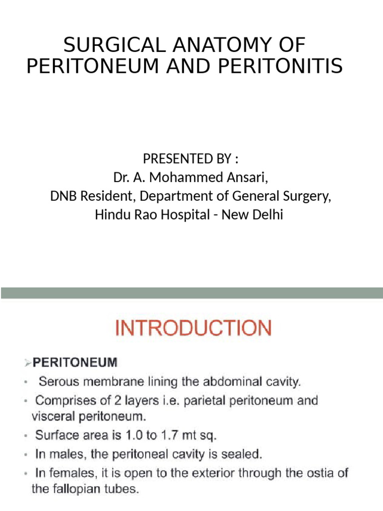 Surgery Anotomy of Peritoneum and Peritonitis | PDF | Digestive System ...