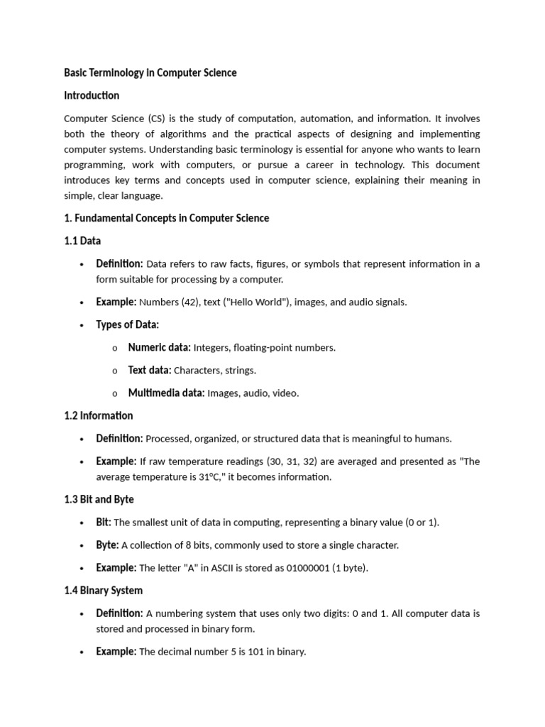 Key Computer Science Terminology | PDF | Computer Data Storage ...
