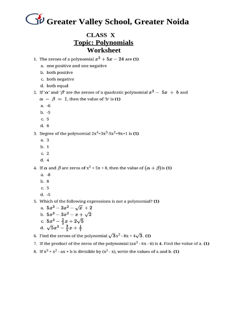 Polynomial | PDF