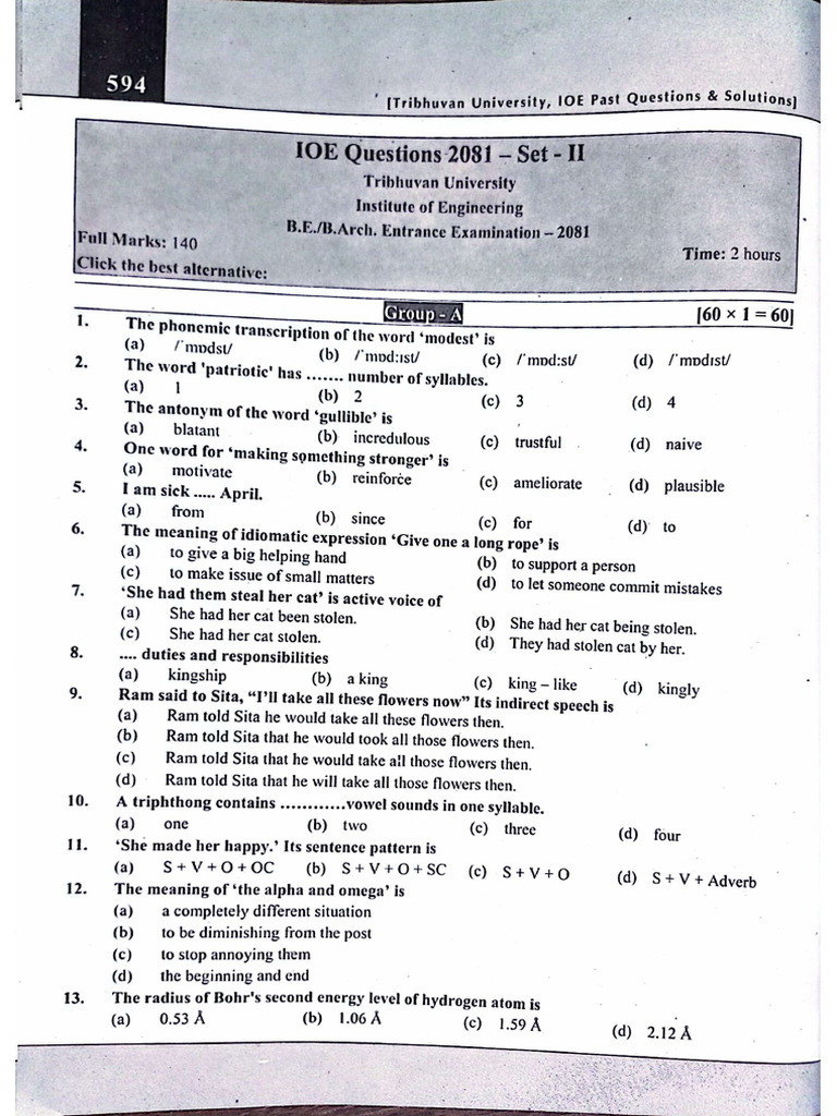 Ioe 2081 Set II | PDF