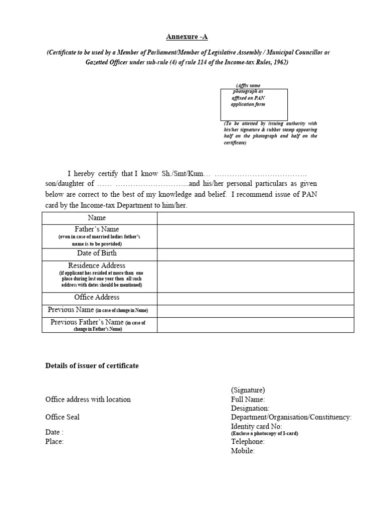 PAN Application Form Certification Guide | PDF | Computer Access ...