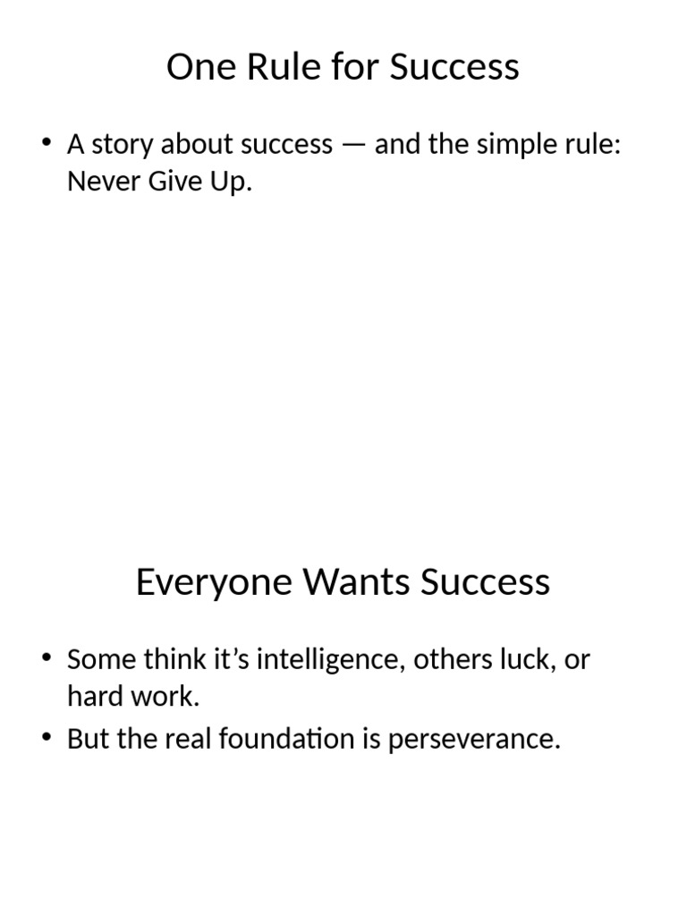 One Rule For Success | PDF