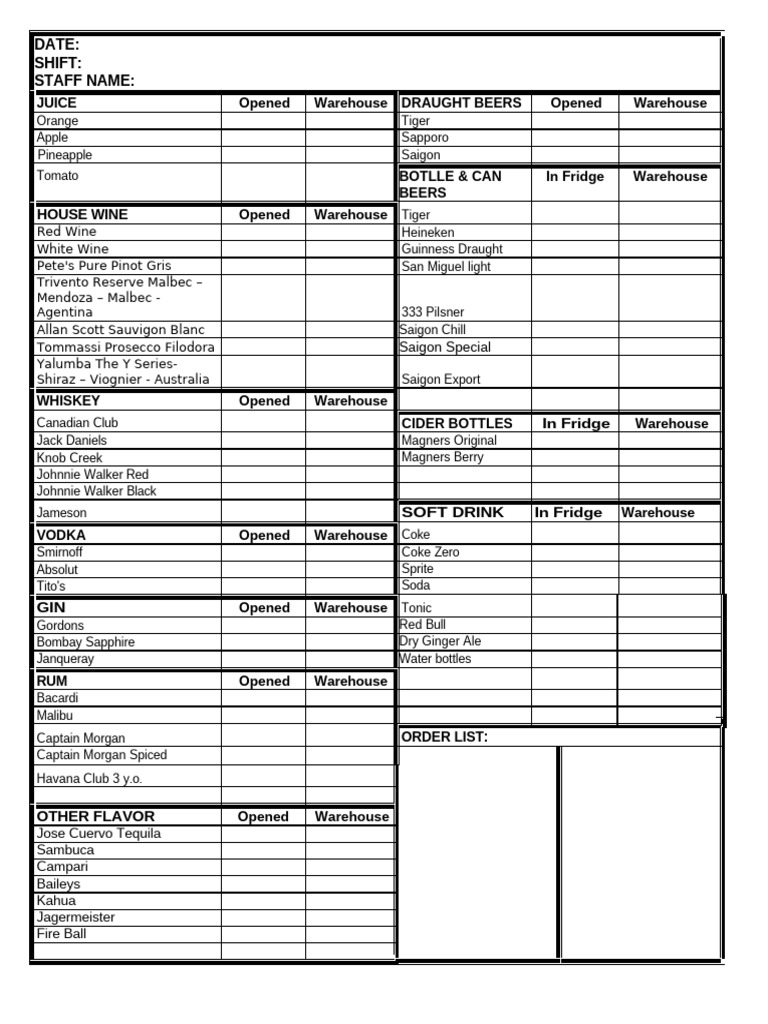 Stock Counting Sheet | PDF