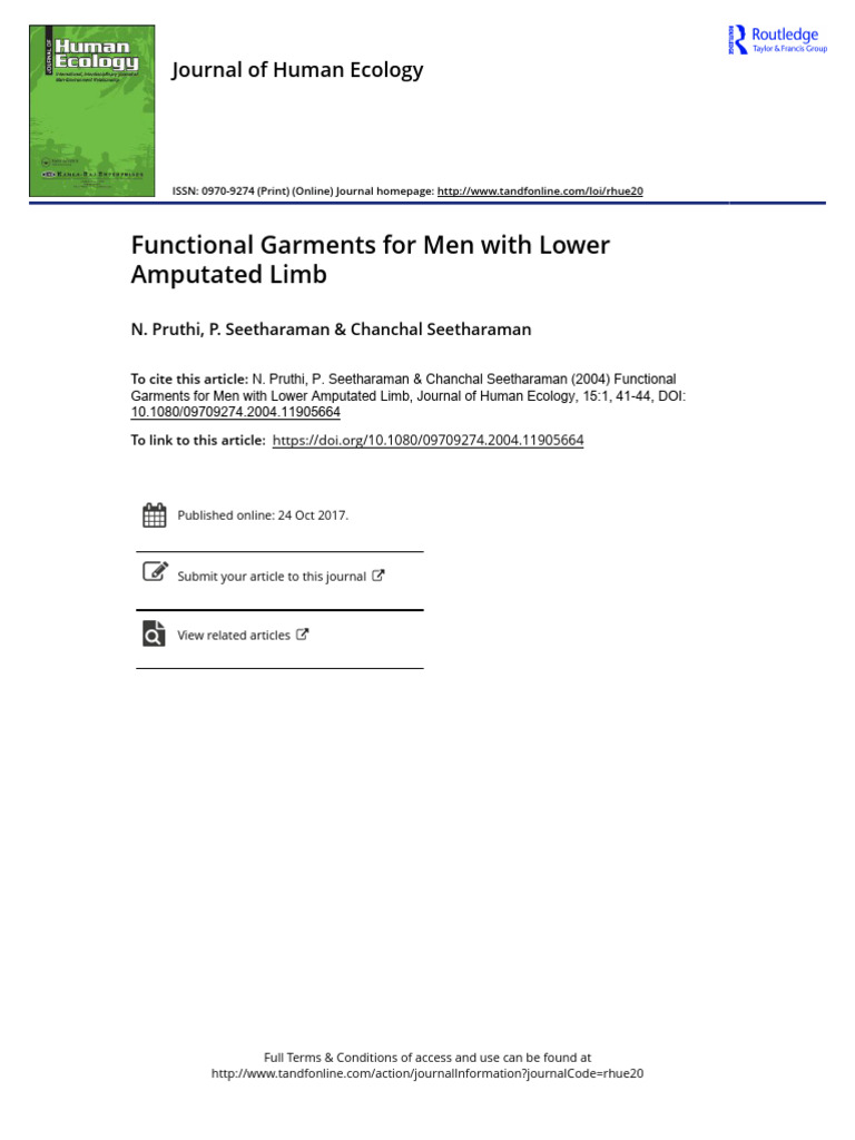 Functional Garments For Amputated Limb | PDF | Trousers | Amputation