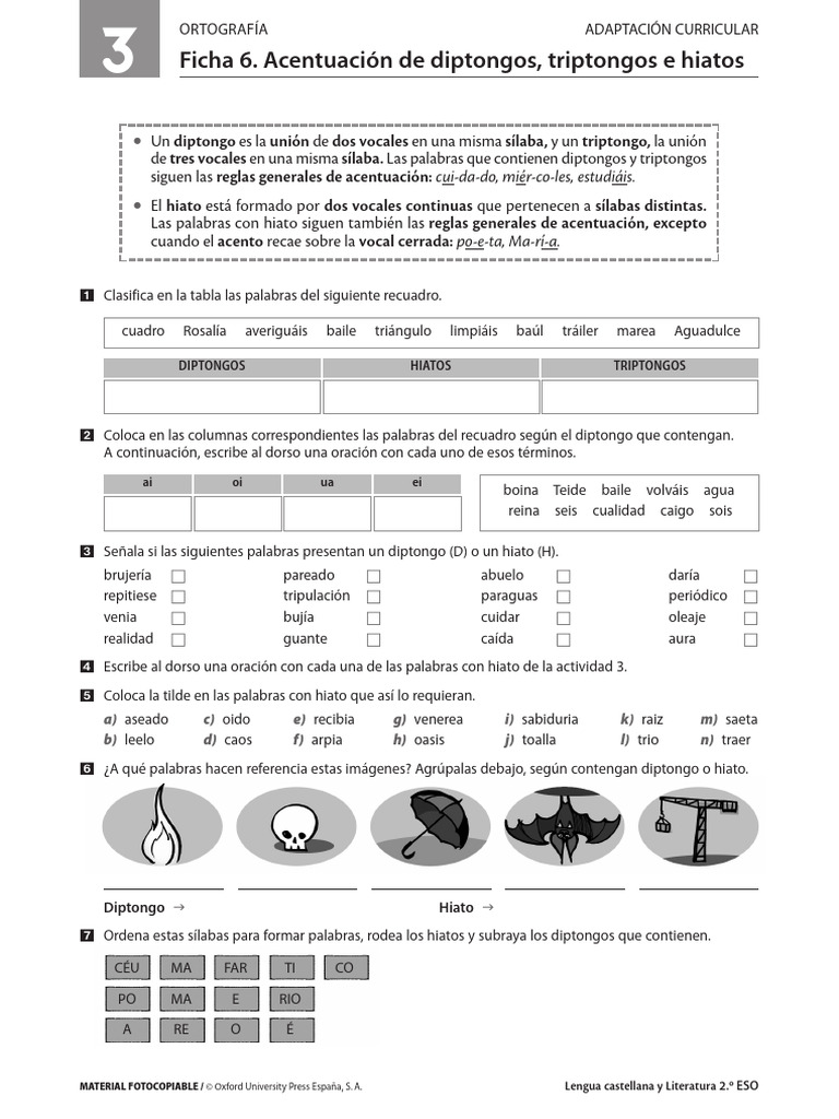 Diptongos y hiatos en español | PDF | Fonética | Voz humana