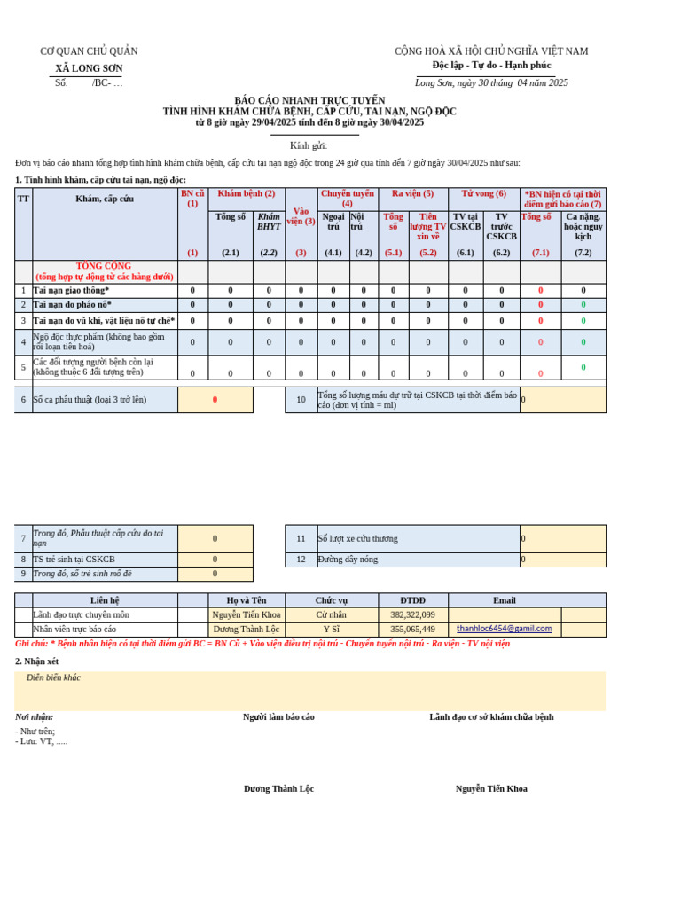 01 Phu Luc 1 - Mau Bao Cao Tong Hop | PDF