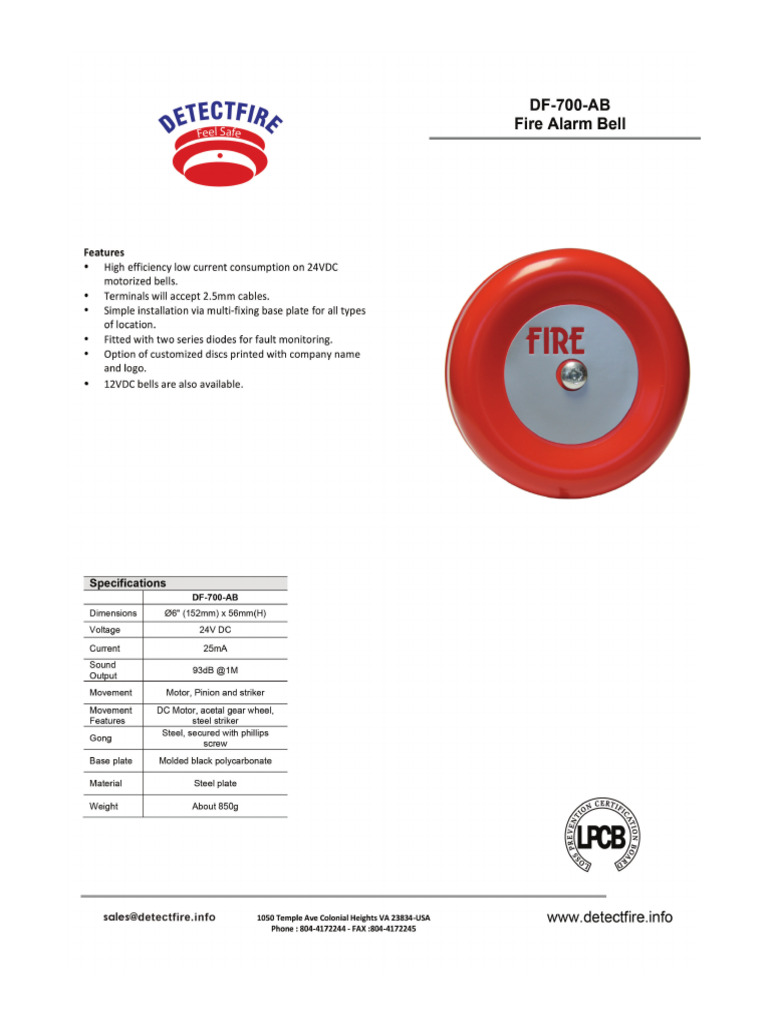 Detectfire Fire Alarm Bell | PDF
