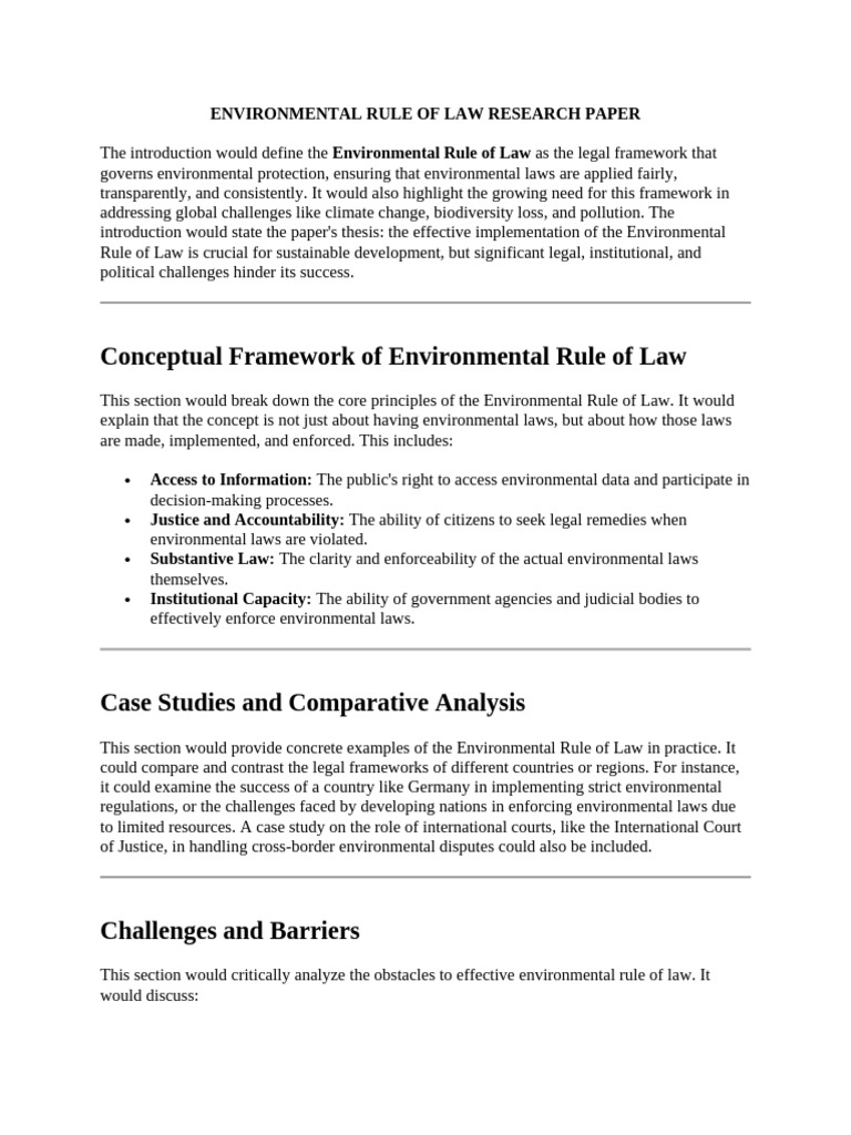 Environmental Rule of Law Reserch Paper | PDF | Environmental Law ...