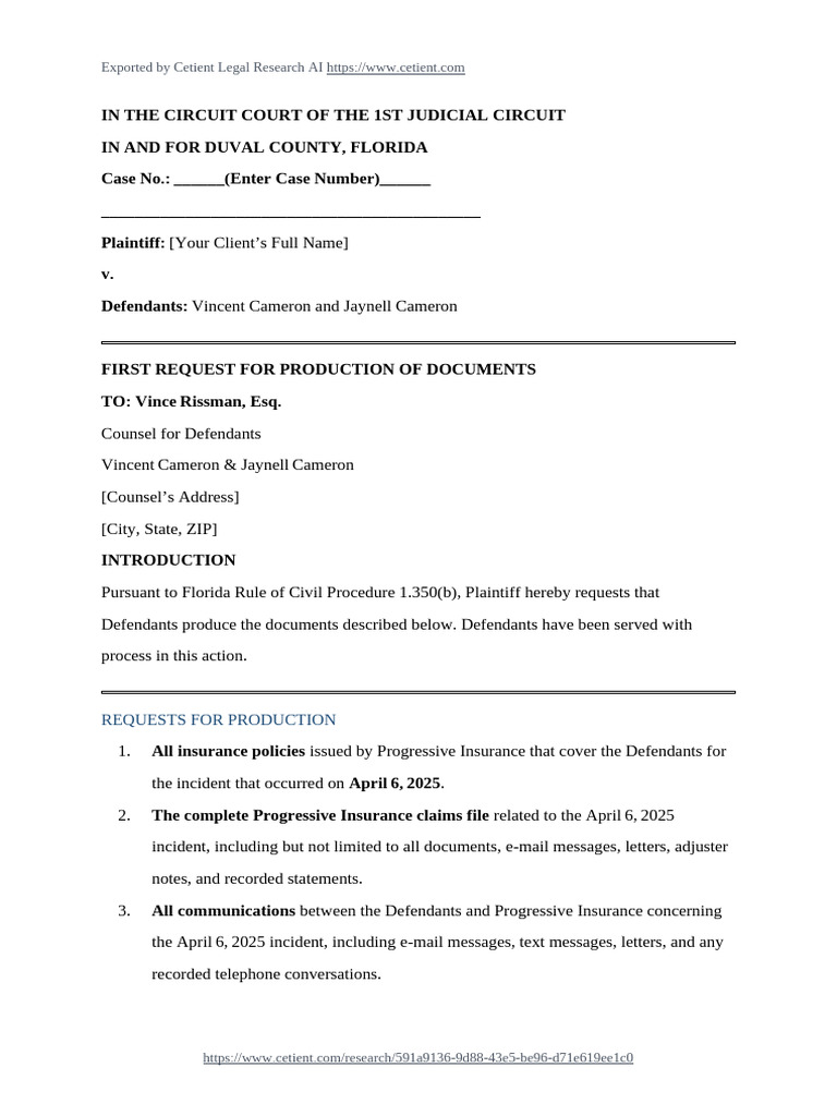 First Request for Document Production | PDF | Virginia Circuit Court ...