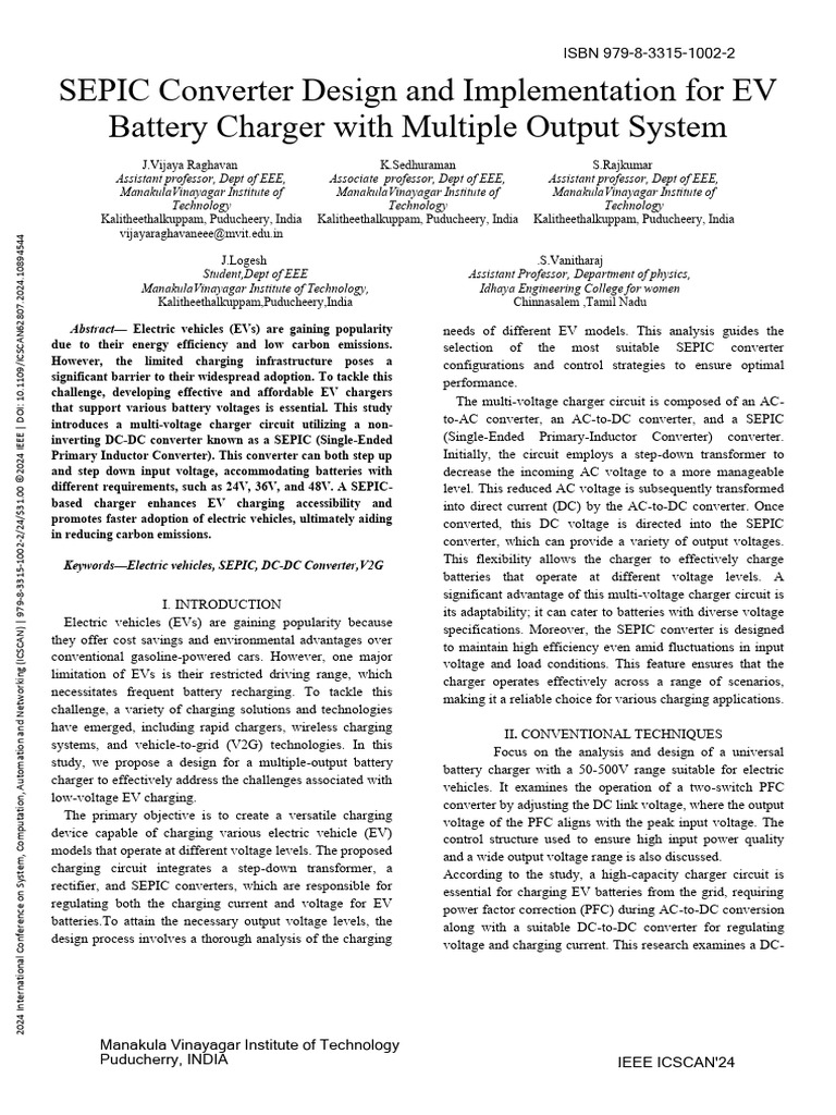 SEPIC-Based Multi-Voltage EV Charger Design | PDF | Rectifier | Direct ...