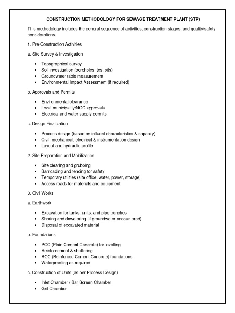 STP Construction Methodology Guide | PDF | Sewage Treatment ...