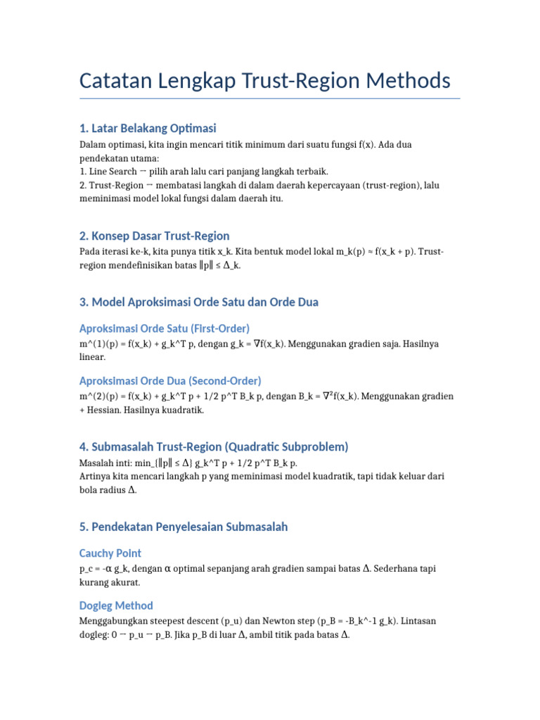 Metode Trust-Region dalam Optimasi | PDF