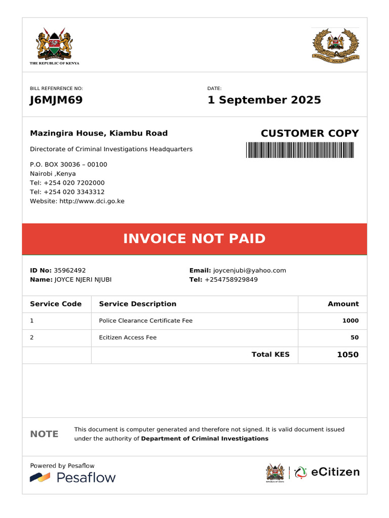 PCC A6s54w6e6 Dci Invoice | PDF