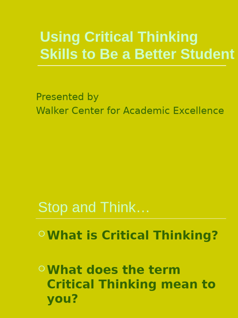 Enhance Academic Success with Critical Thinking | PDF | Critical ...