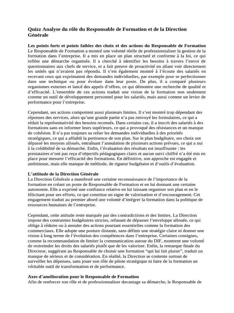 Rôle et Améliorations du Responsable de Formation | PDF | Business ...