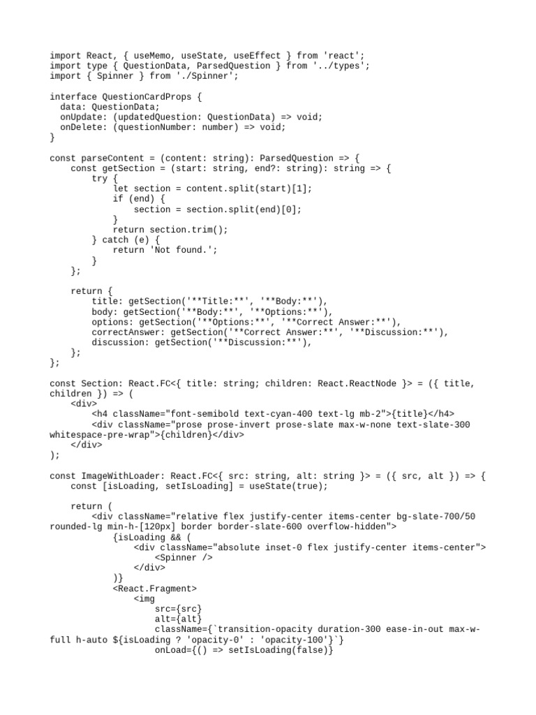 React Question Card Component | PDF | Computer Programming | Software ...
