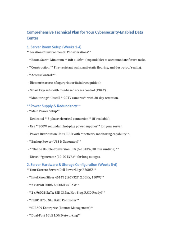 Cybersecurity Data Center Technical Plan | PDF | Solid State Drive ...