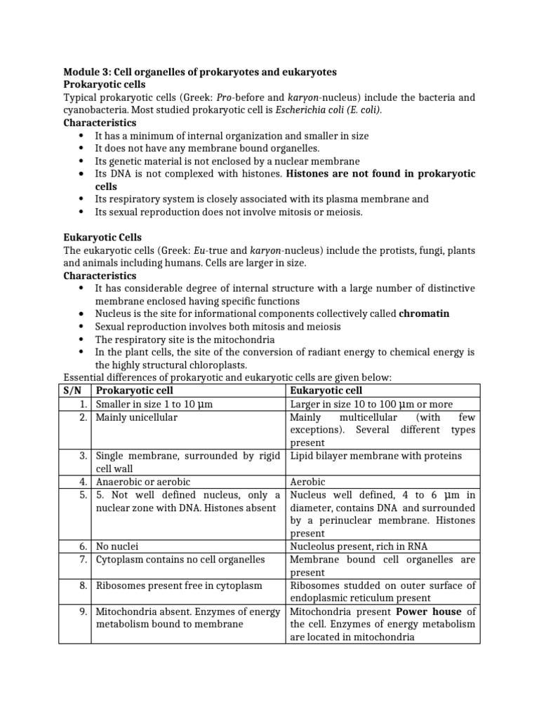 Prokaryotic vs Eukaryotic Cell Organelles | PDF | Cell (Biology ...