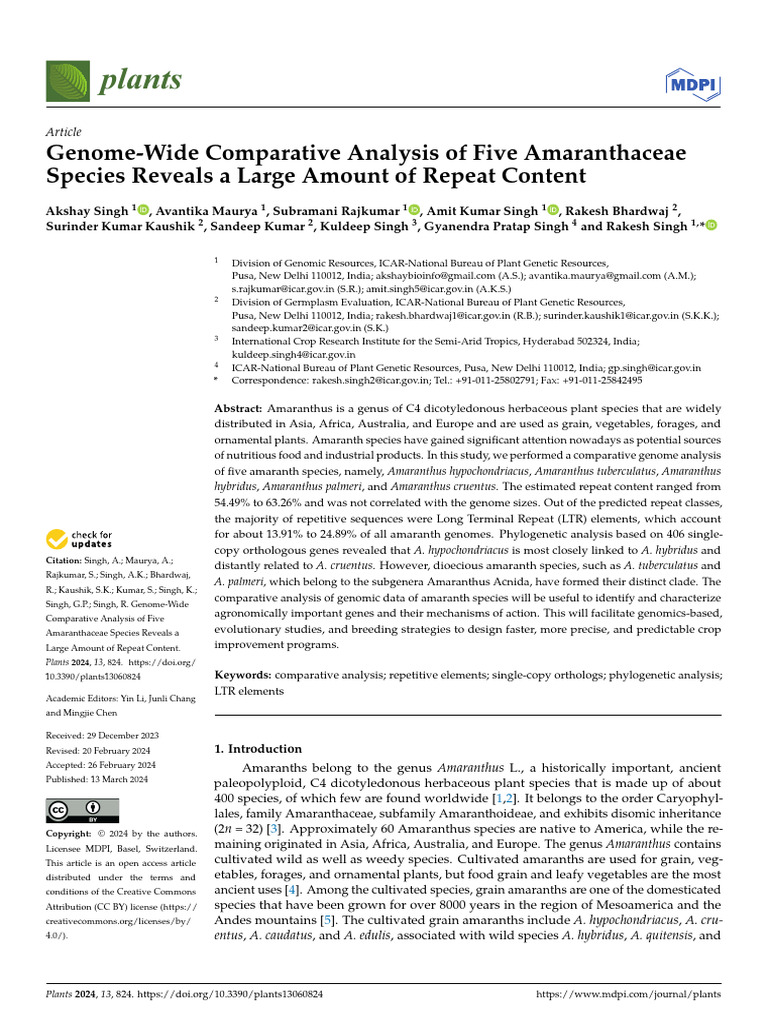 Comparative Genomics of Amaranthaceae Species | PDF | Genetics ...