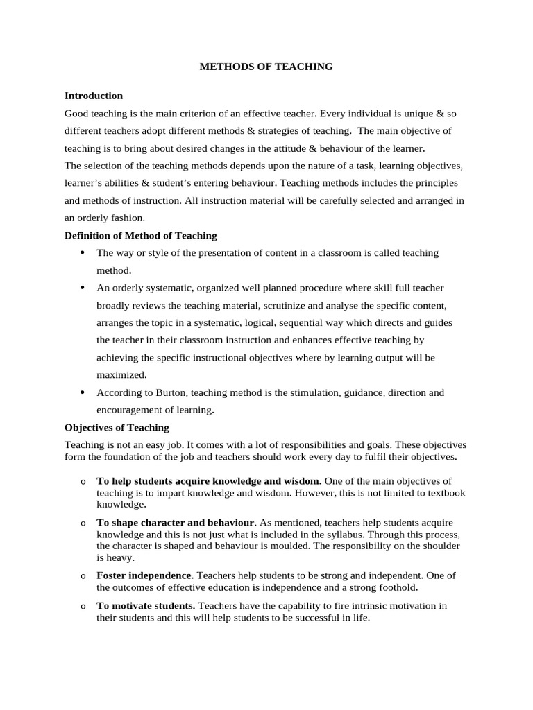 Effective Teaching Methods Explained | PDF | Teachers | Learning