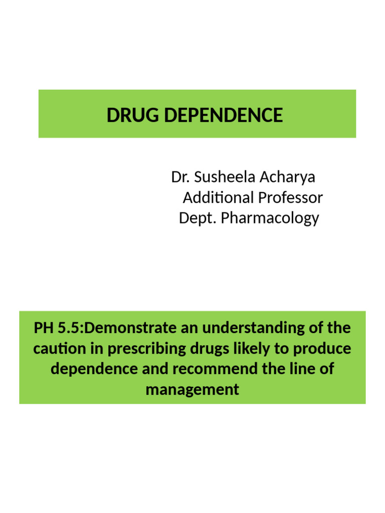 Understanding Drug Dependence and Treatment | PDF | Substance ...