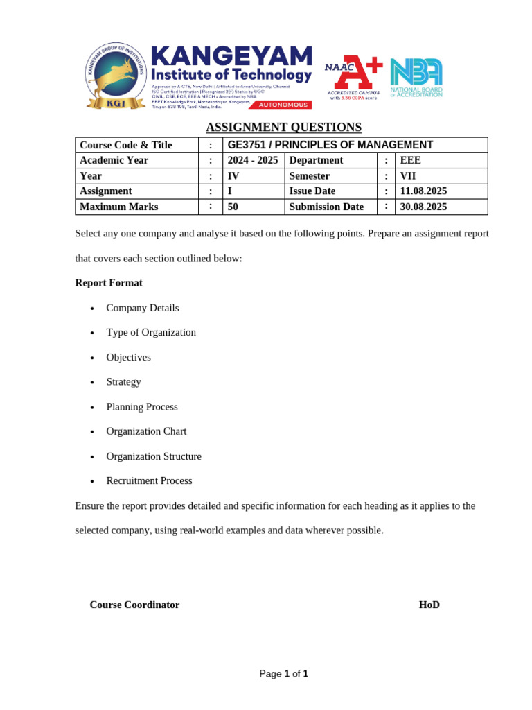 Pom Assignment Question Format | PDF