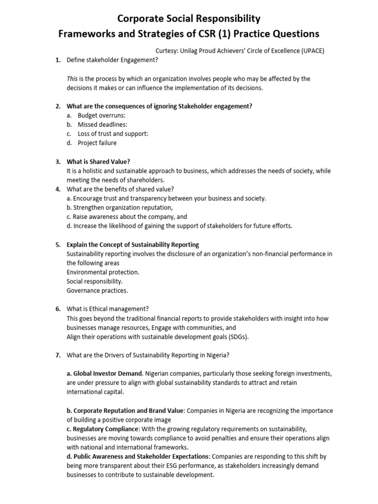 CSR Strategies for Stakeholder Engagement | PDF | Corporate Social ...