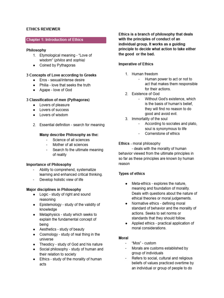 Ethics Midterms Reviewer | PDF | Morality | Reason