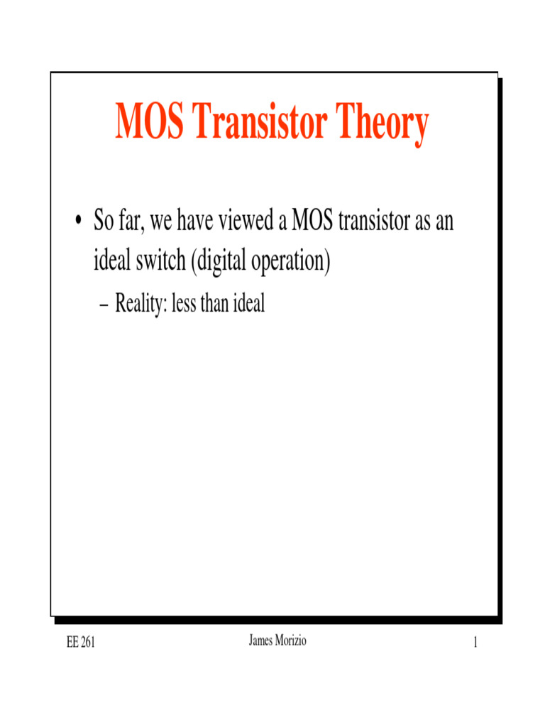 MOS Transistor Operation and Behavior | PDF | Field Effect Transistor ...