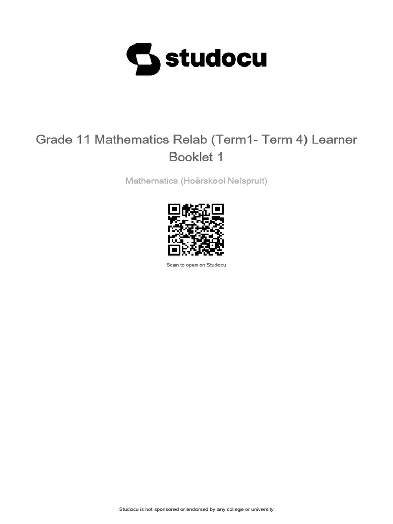 Grade 11 Mathematics Relab (Term1-Term 4) Learner Booklet 1 Grade 11 ...