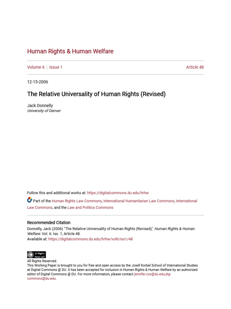 The Relative Universality of Human Rights (Revised) | PDF | Relativism ...