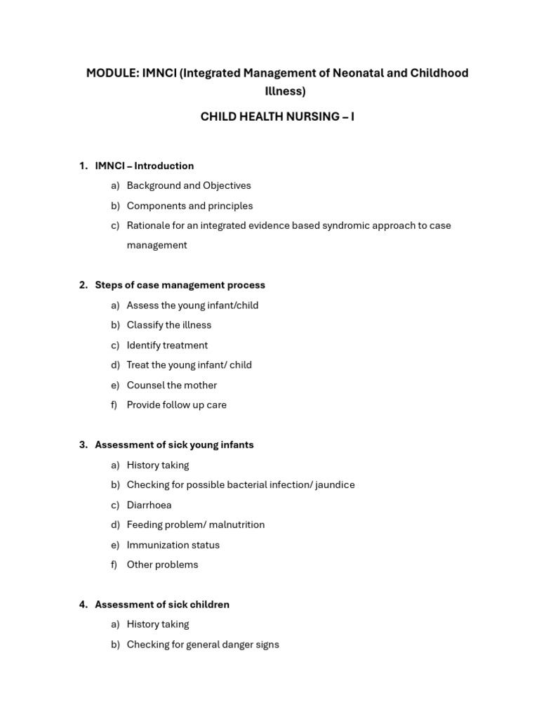 IMNCI Child Health Nursing Guide | PDF