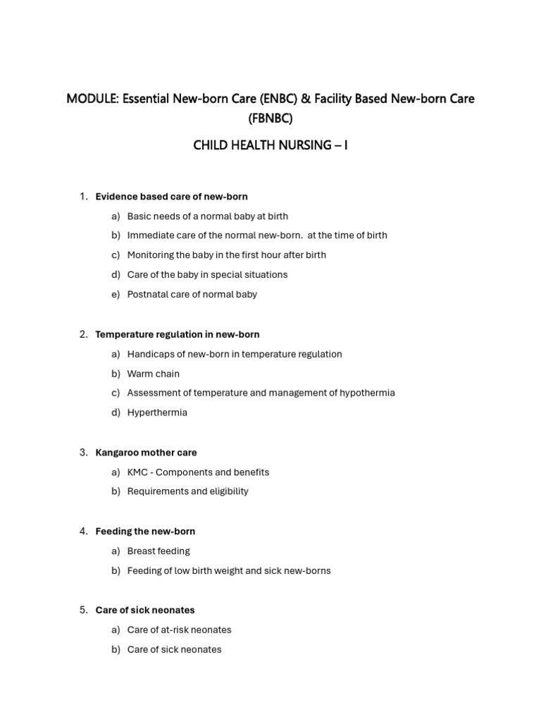 ENBC & FBNBC: Newborn Care Essentials | PDF