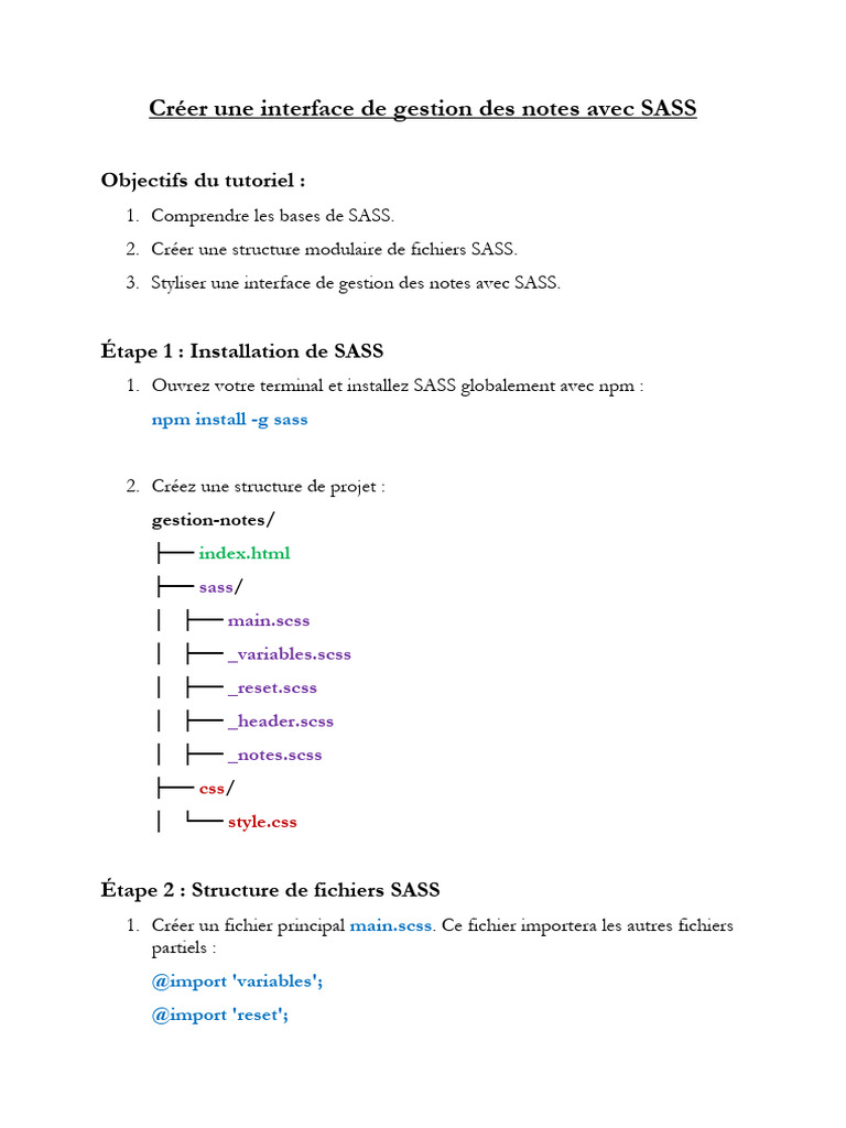 Interface de gestion des notes avec SASS | PDF | World Wide Web ...