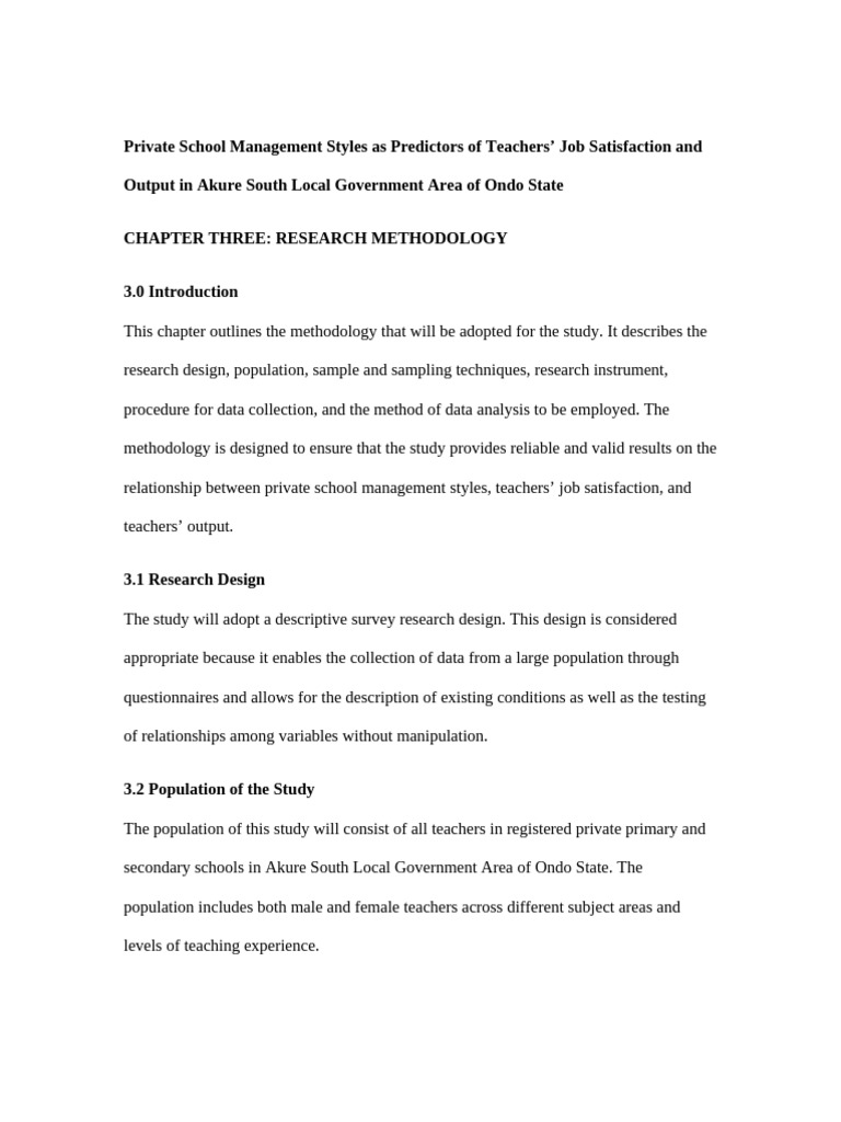Chapter Three Methodology | PDF | Sampling (Statistics) | Statistics