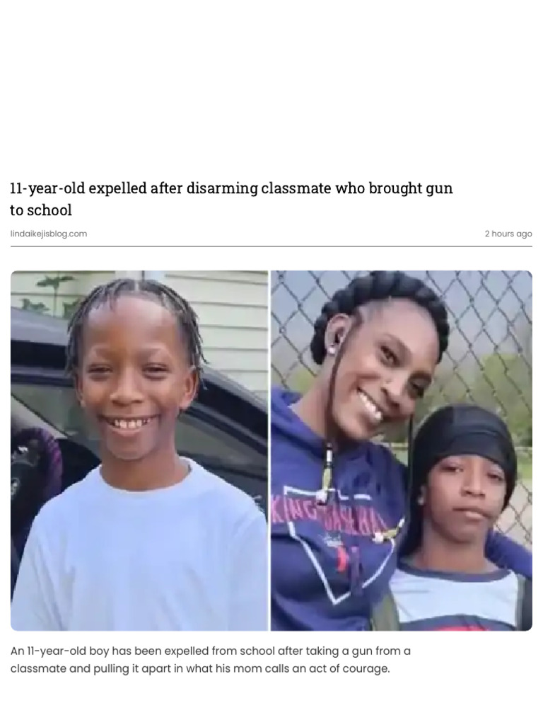 Boy Expelled for Disarming Classmate's Gun | PDF