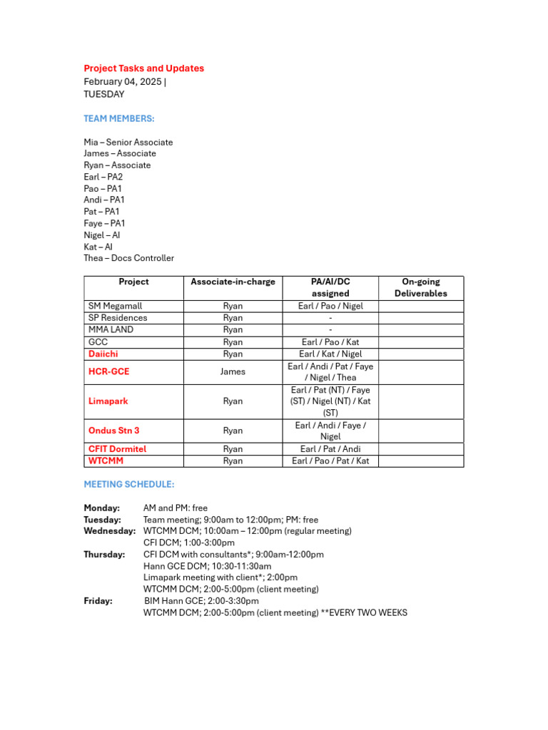 Project Tasks and Updates - February 2025 | PDF | Civil Engineering ...