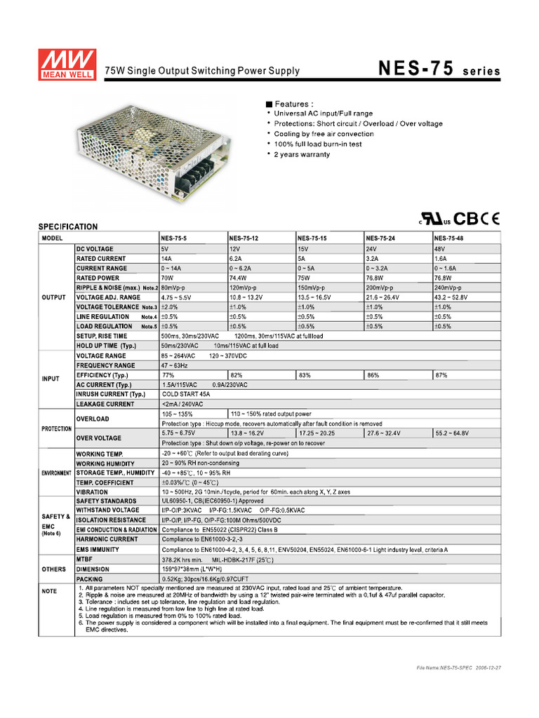 NES 75 Spec | PDF