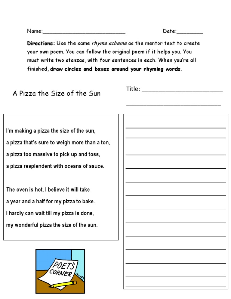 Poetry Rhyme Scheme Worksheet 24 Types Of Poetry, With Poem Examples