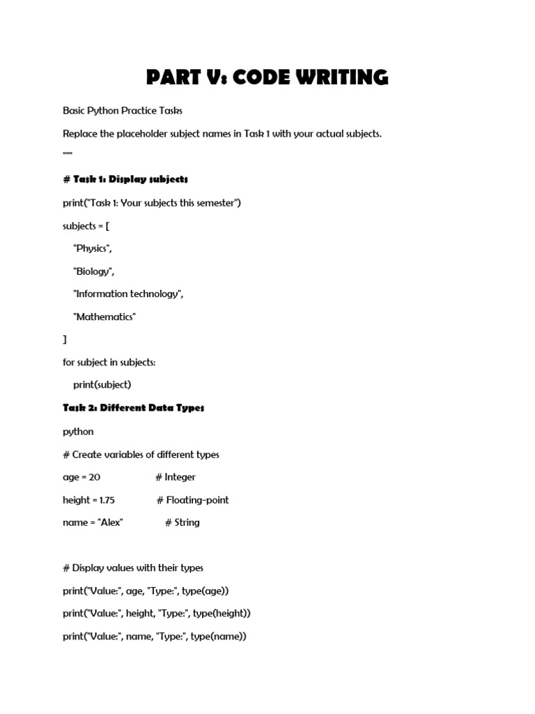 IT GRade 11 U6 Reviews Ex. Writing Code Answer | PDF
