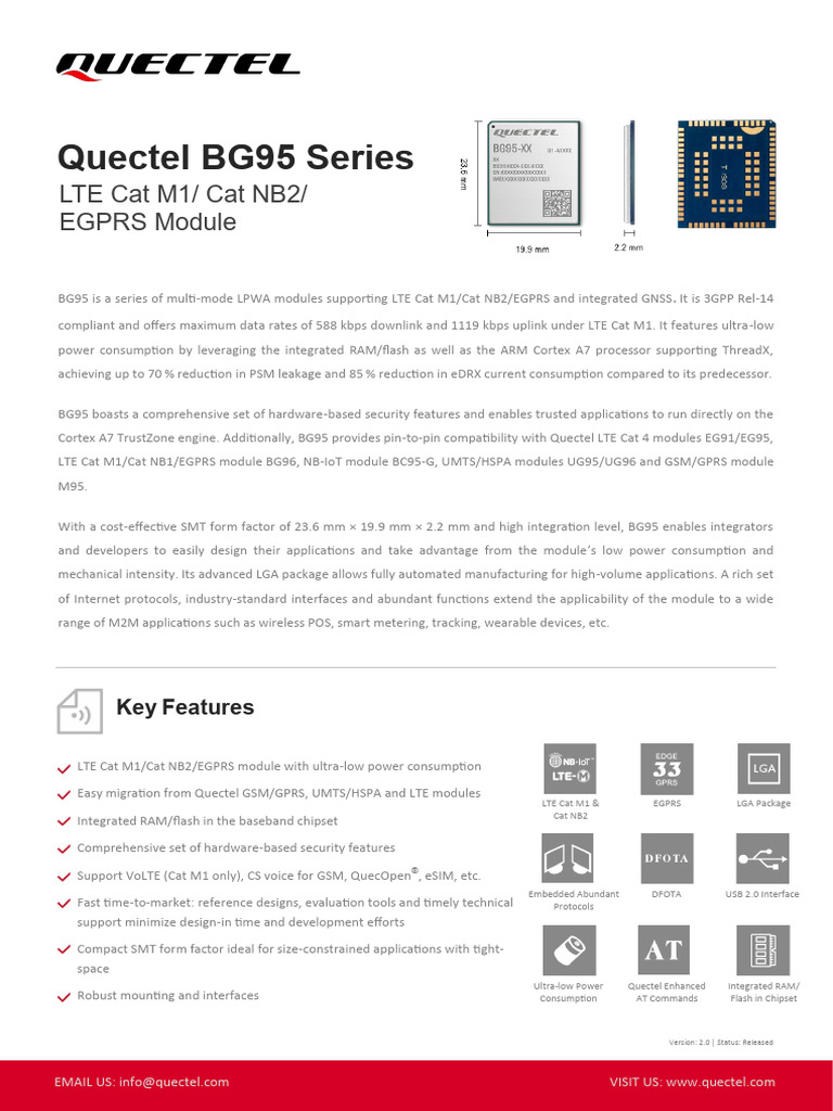 Quectel BG95 LPWA Module Overview | PDF | Lte (Telecommunication ...