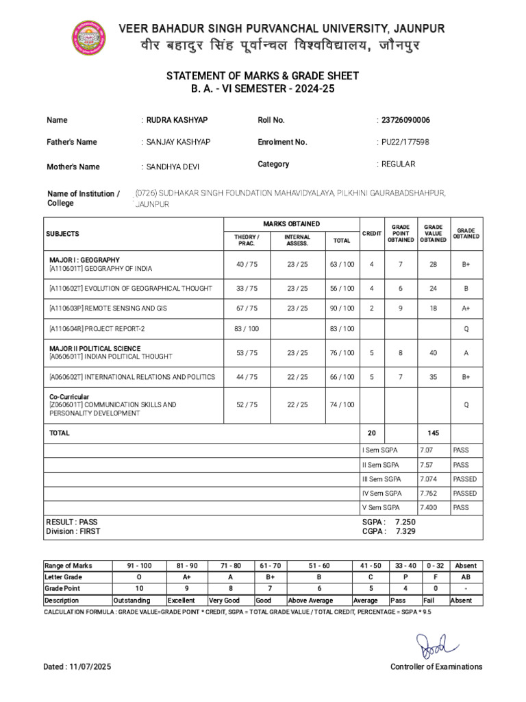 .In Home ViewStudentResultNew Year VI&ENROL NO 23726090006&ID 752298# | PDF