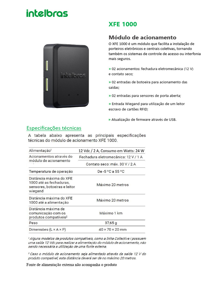 Módulo de Acionamento XFE 1000 | PDF